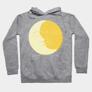 Vintage solar eclipse sun and moon faces Hoodie